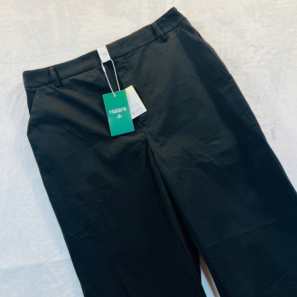 Halara Stretch Black Wide Leg Work Dress Pants Elastic Back Waist Size Medium